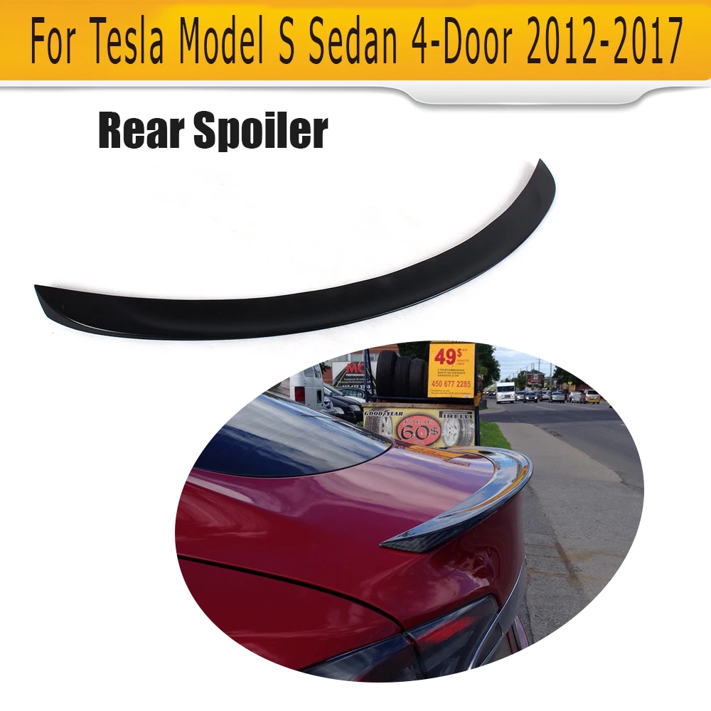 Черное крыло заднего спойлера FRP для Tesla Model S 60 70 75 85 90 D P85D P90D P100D Седан 4 двери 2012 2017