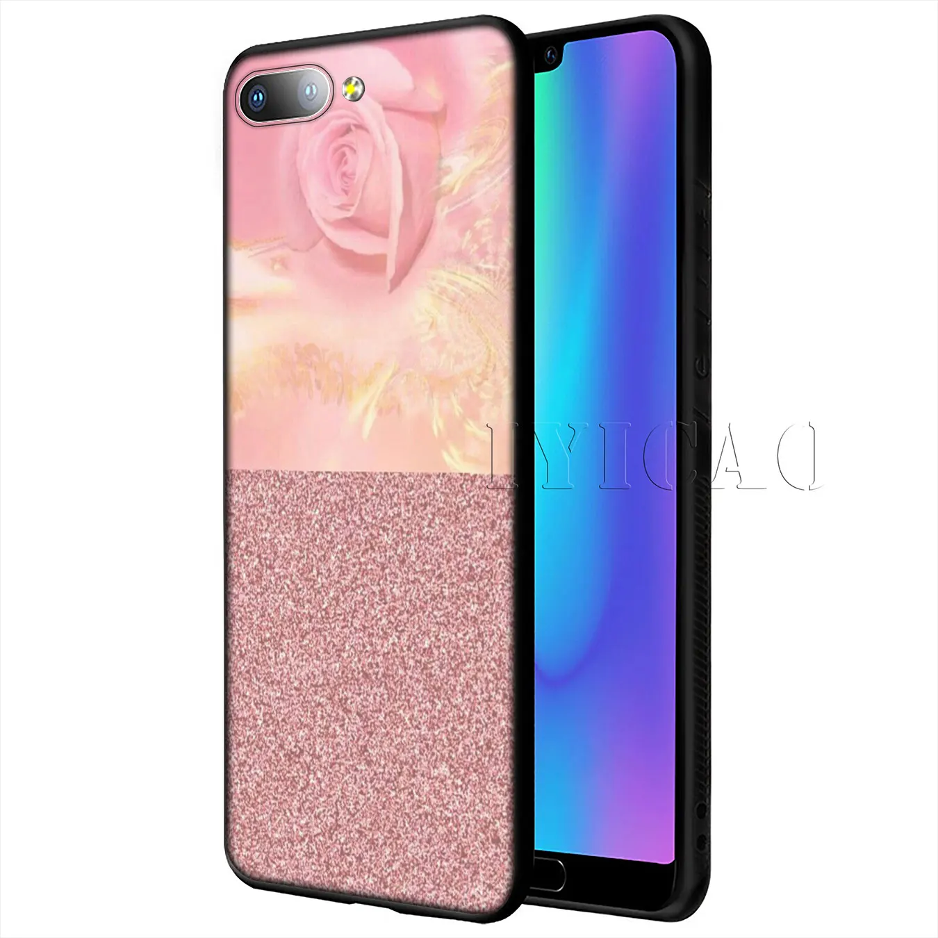 Marble Gold Pink rose Glitter Dust Soft Case for Huawei Y9 Y7 Y6 Prime 2019 Cover Honor 20 8C 8X 8 9 9X 10 Lite 7C 7X 7A Pro |