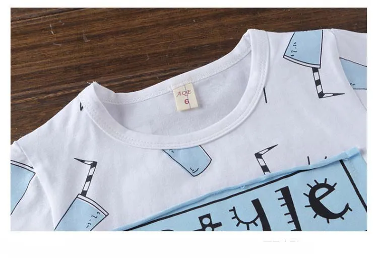 Boys summer clothes sets new 2019 fashion cotton cartoon t-shirt+denim shorts 2pcs for children boys casual tracksuits outfits |