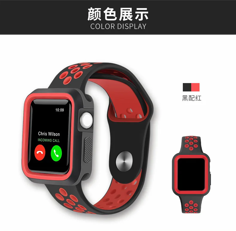 Спортивный силиконовый ремешок для часов Apple watch series 2 и 3 38/42 мм | Наручные часы