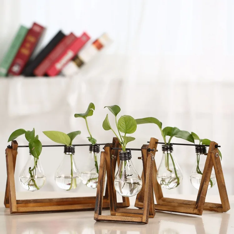 Стеклянная ваза в форме лампы для гидропоники раскачивающаяся подставка