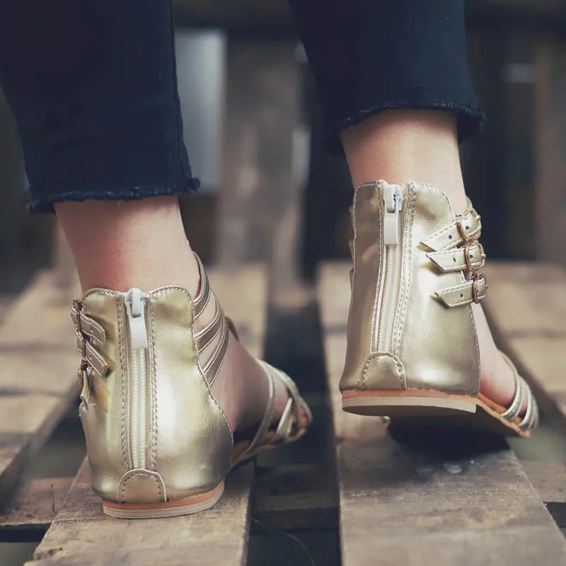 Женские сандалии с пряжкой на ремешке леопардовые в ретро стиле золотистые