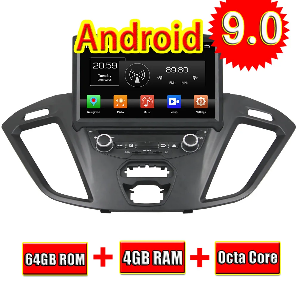 Автомобильный мультимедийный плеер Topnavi Android 9 0 радио DVD для Ford Transit Custom 2016 стерео 2