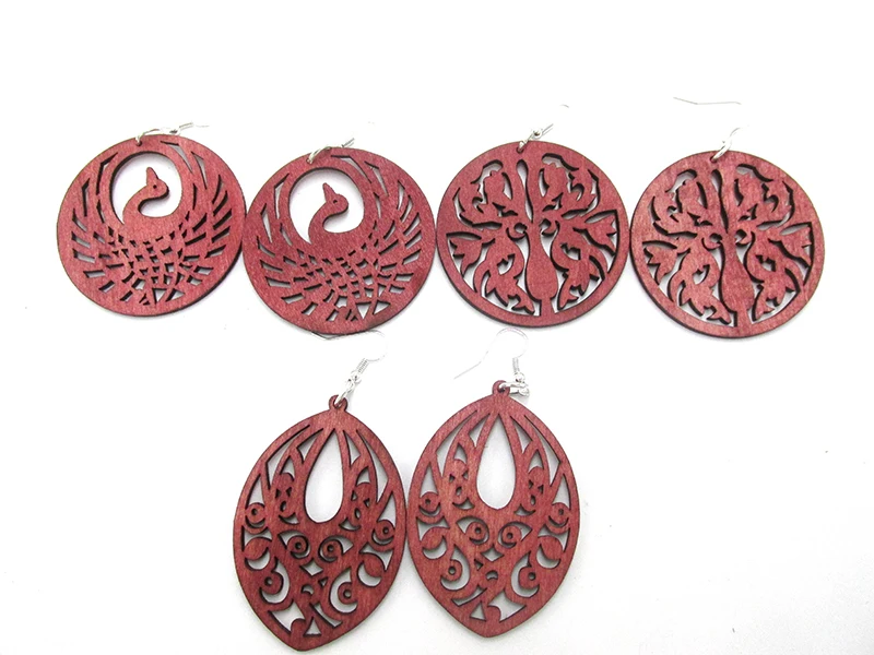 10 парт/лот деревянные серьги с лазерной резкой павлина | Украшения и аксессуары