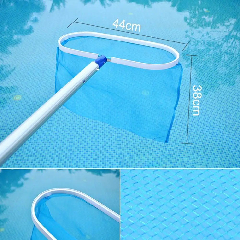 

1pcs Outdoor Floating Pool Leaf Rake Professional Skimmer Net Aluminum Plastic Shrink Rod Heavy Duty Mesh Net Pool Cleaning Kit
