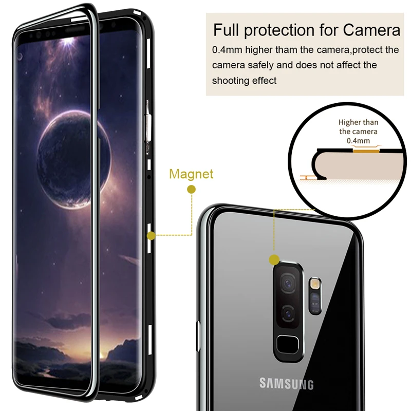 Флип-чехол для samsung Galaxy S9 S8 Plus Note 8 9 модный цветной магнитный стеклянный чехол для телефона для samsung Galaxy Note 9 8 S7 Fundas