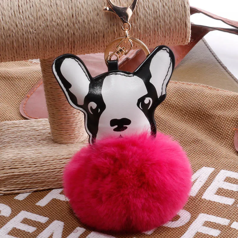 Брелок для ключей с милым помпоном из кроличьего меха плюшевые брелки собак во