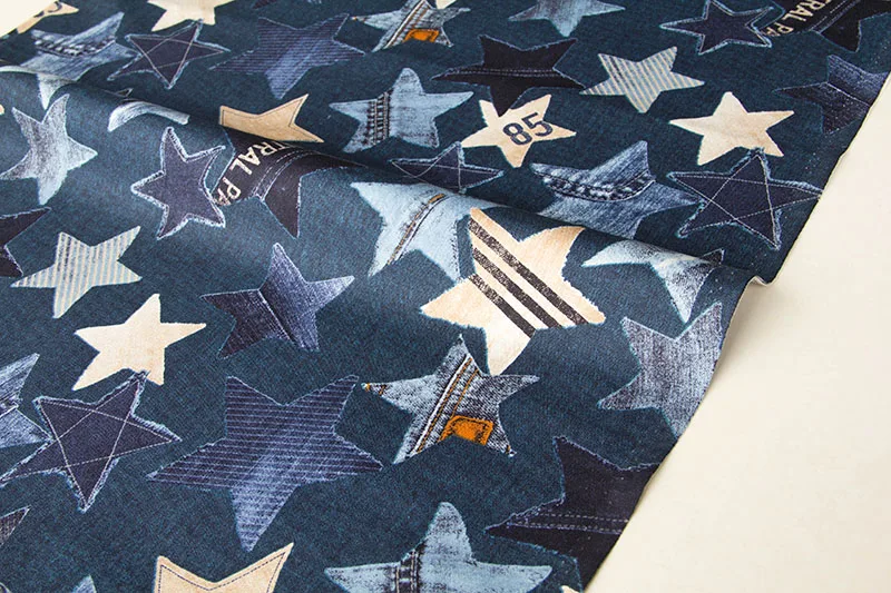 Half-Meter Japanese kokka Cotton Canvas Fabric DIY Patchwork Quilting Cloth Fabric for sewing Printed Denim Pattern C