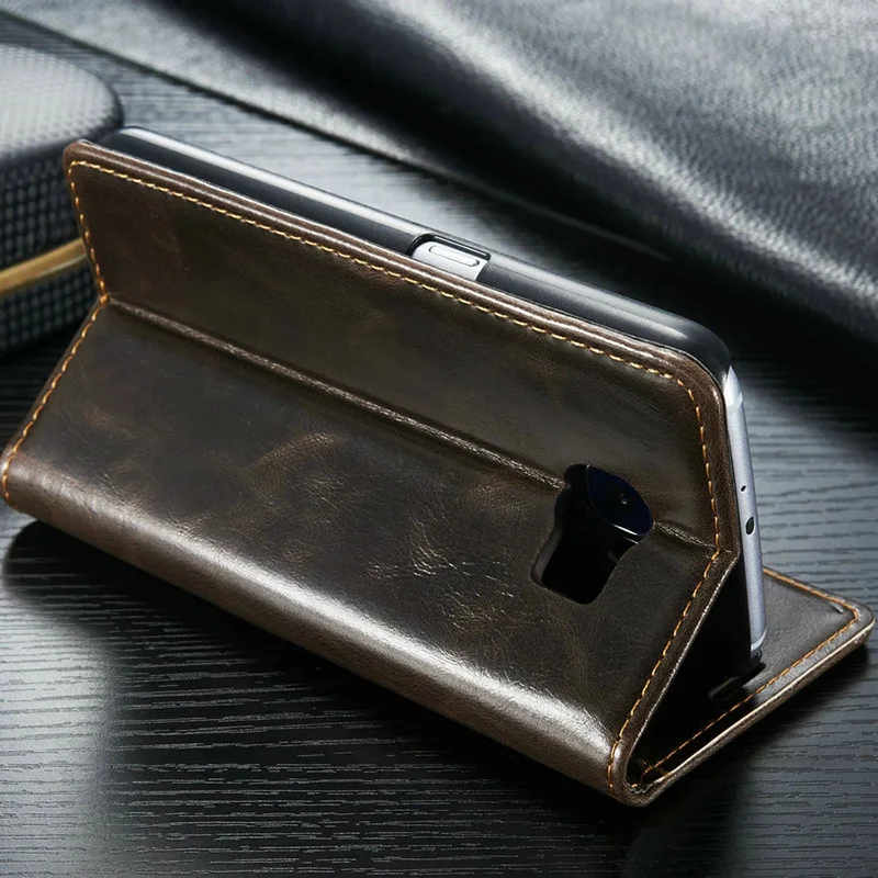 Coque S6 edge Cover phone Bag Flip Luxury Retro Wallet Genuine Brand Leather Case for Samsung Galaxy Card Slot Stand |