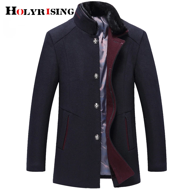 

Holyrising wool coat Winter Coat Men Thick Windbreaker Woolen Overcoat Casaco Masculino Palto Jaket Peacoat 5XL Jacket 18897-5