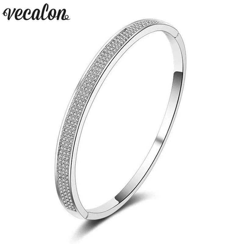 Женский браслет с кубическим цирконием Vecalon Infinity Pave Белый позолоченный манжетами