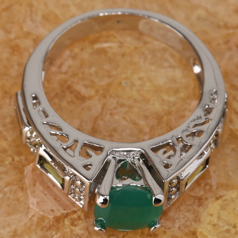 Серебряное кольцо с зеленым цирконием Размер 6 7 8 9 S0483 S0485 | Украшения и аксессуары