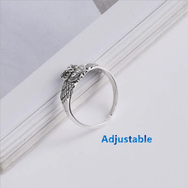 

2019 Hot Sale Anillos Anel Masculino 100% Rings For Owl Design Vintage Thai Jewelry Open Ring For Lover Best Gift