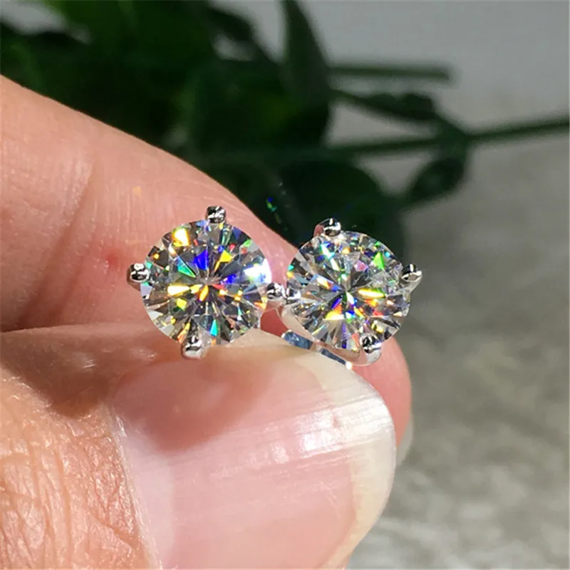 Серьги-гвоздики женские из серебра 925 пробы с 4 закрепками | Украшения и