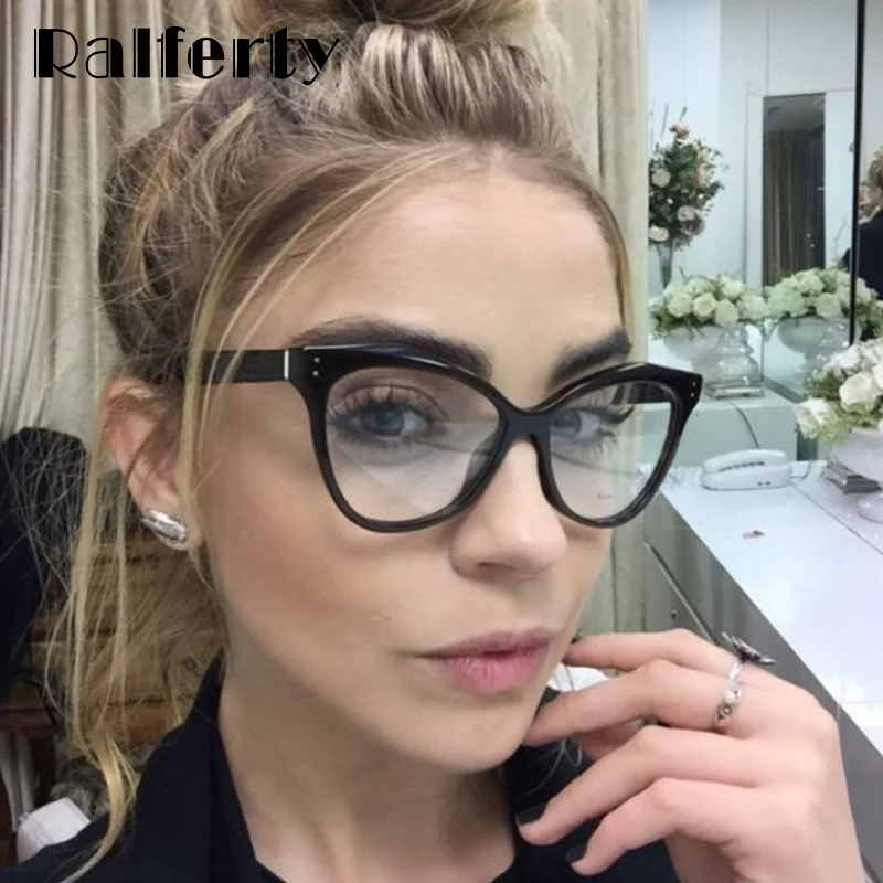 Женские прозрачные очки Ralferty винтажные оправы кошачий глаз оптические для