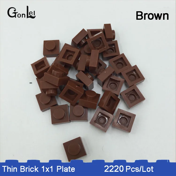 brown color 2220 шт./лот MOC кирпич 1x1 пластины части 33 цвета выбор сделать qr-код и MOC Конструкторы блоки DIY игрушка ребенок совместим с - Цвет: brown color
