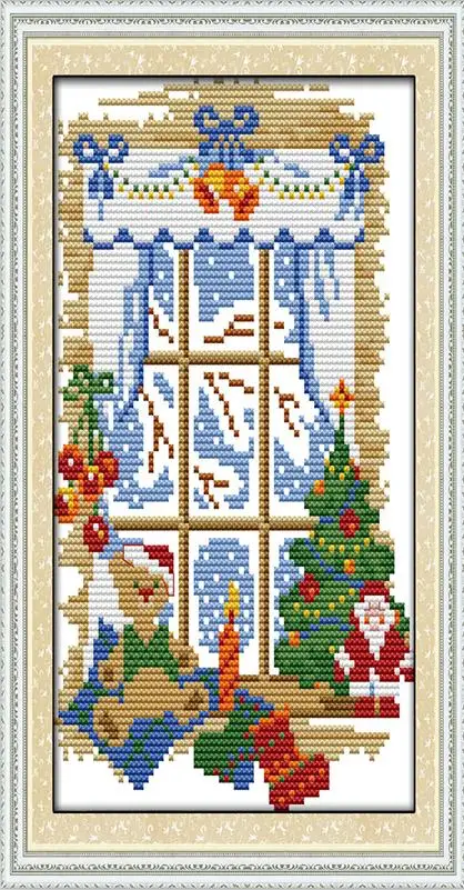 Joy Sunday Happy Christmas Санта Клаус Счетный принт на холсте DMC 14CT 11CT наборы для вышивки крестом вышивка рукоделие - Цвет: F501