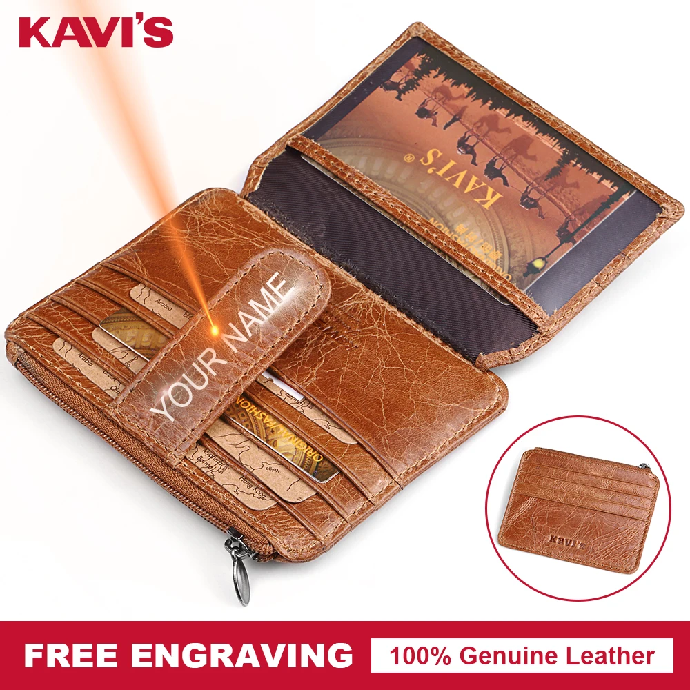 Кошелек KAVIS из натуральной кожи с застежкой молнией для карт женский подарок