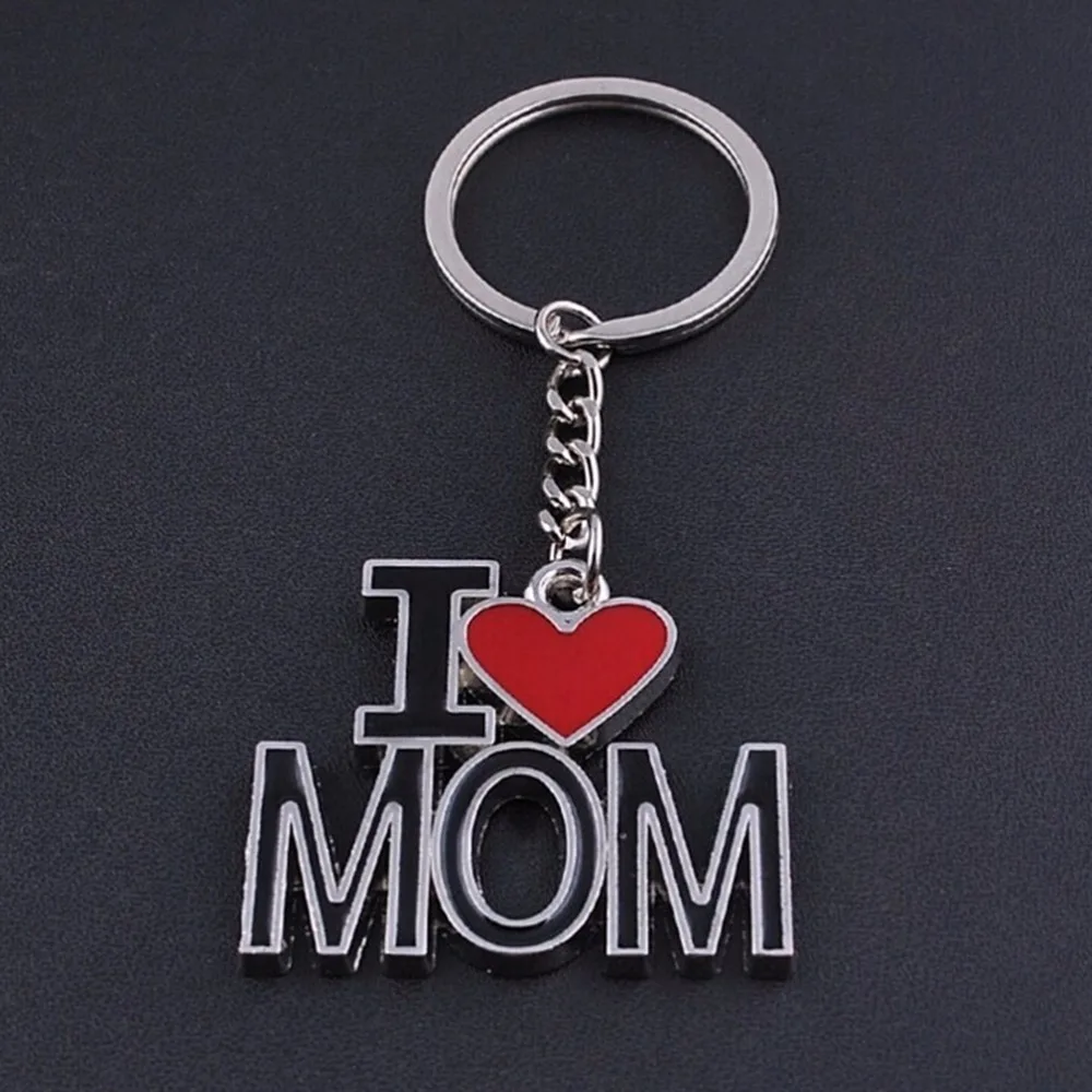 Популярные Модные металлические брелки с надписью I LOVE MOM PAPA сувенирные