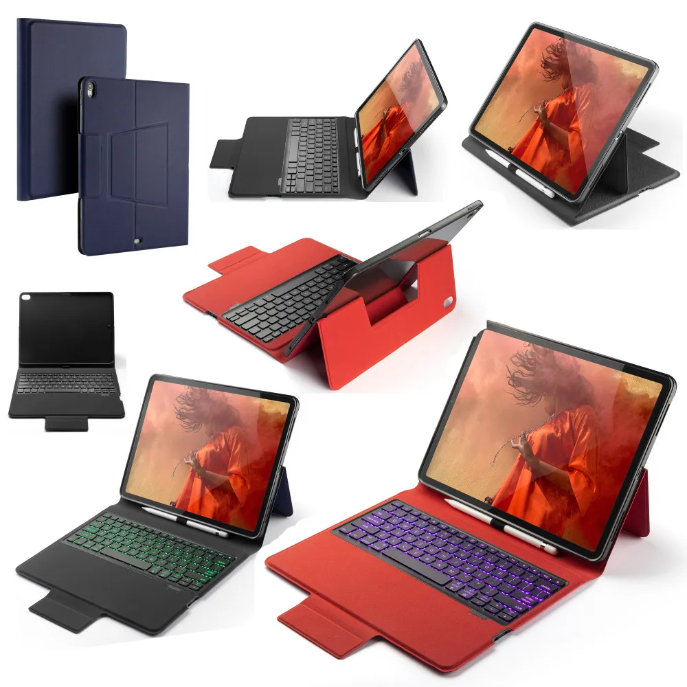 Чехол подставка с русской/ивритом/испанской клавиатурой 7 цветов|Чехлы для