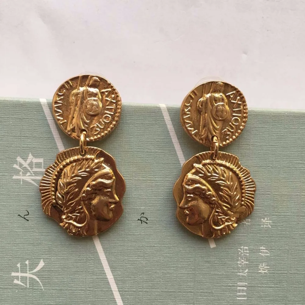 Серьги с двойной головкой модные геометрические серьги портретом для женщин и