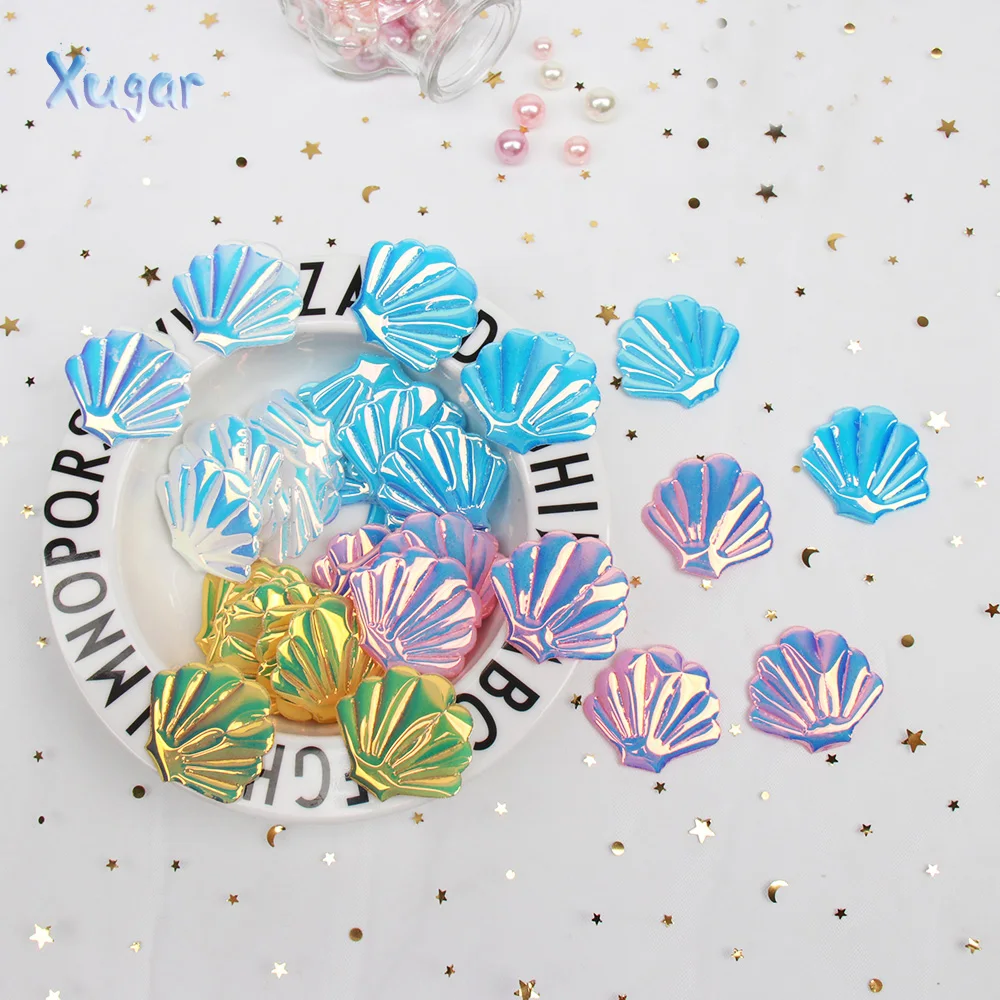 

Xugar 40pcs Mixed Shell Appliques Single Side Mirror Leather Patches DIY Headdress Clips Accessories Toy Scrapbooking Sticker