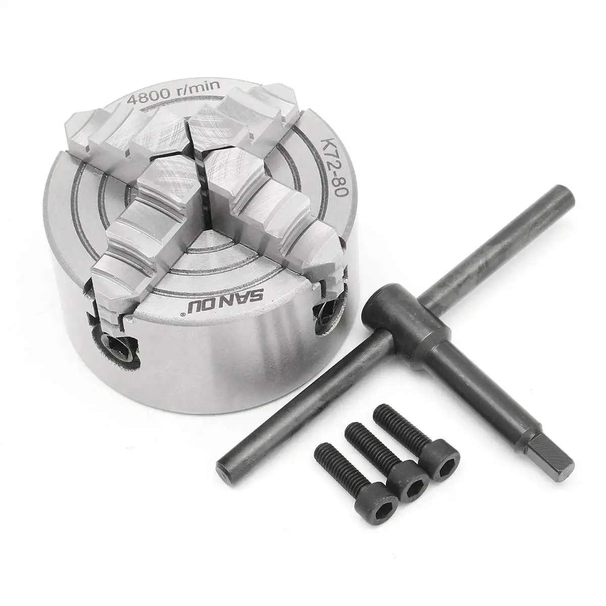 80mm K72-80/K72-100/K72-125 4 кулачковый токарный патрон 80 мм/100 мм/125 мм независимый Самоцентрирующийся 1 шт. защитный патрон ключ 3 шт. Монтажный болт - Цвет: 80mm
