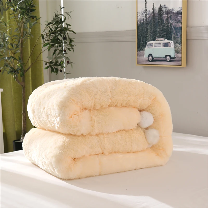 Теплое толстое мягкое Фланелевое шелковое одеяло бежевого розового фиолетового