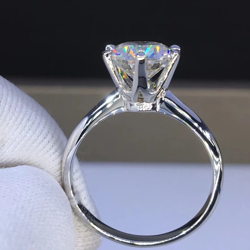 Бесплатный отправленный сертификат! Роскошный Solitaire 1.5CT CZ кольцо с бриллиантом 925 стерлингового серебра ювелирные изделия Свадебные Кольца для женщин подарок NJZ121