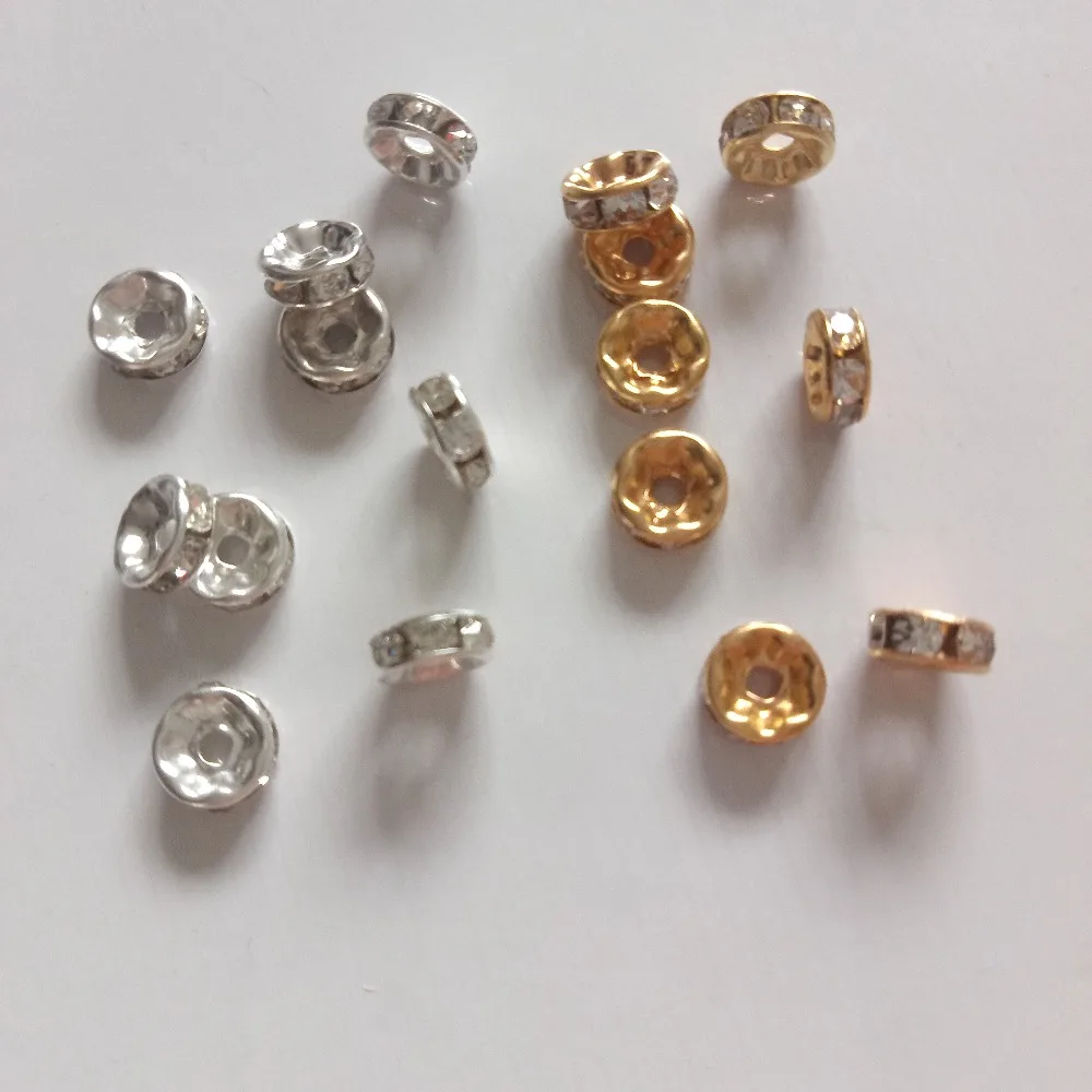 Wholesale 500pcs 6mm/8mm/10mm Rhinestone Spacer Beads Fit Women DIY Jewelry Making Bracelet Necklace Earrings Beaded Material | Украшения и