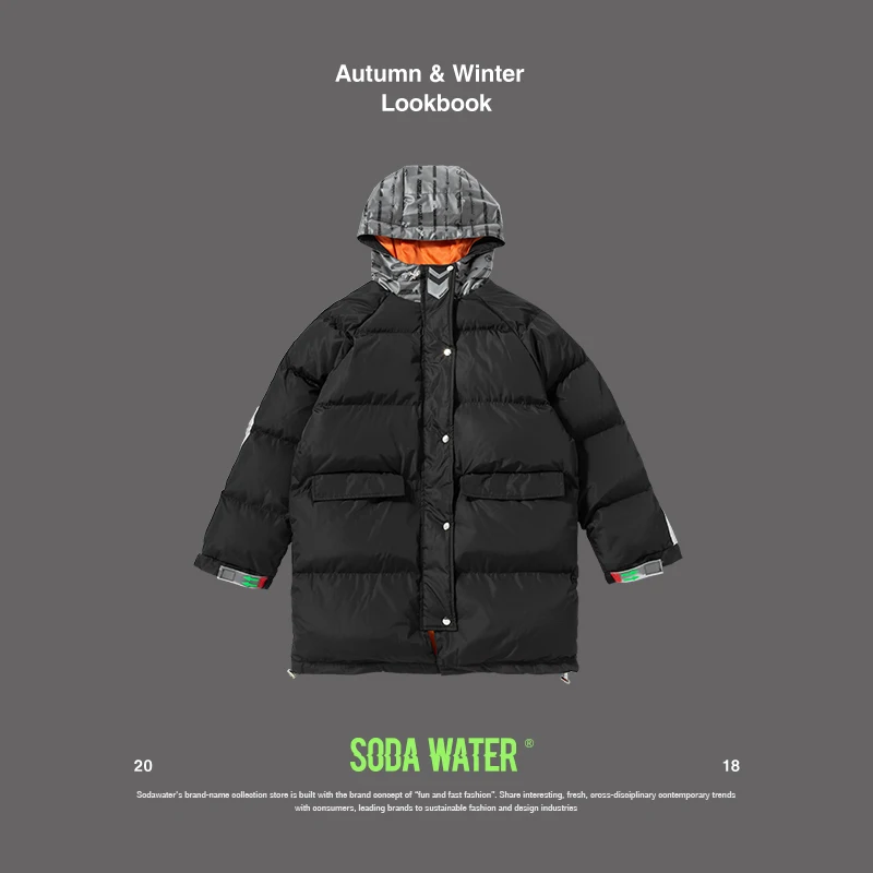 SODA WATER 2018 теплая верхняя одежда зимняя куртка Мужская ветрозащитная с капюшоном