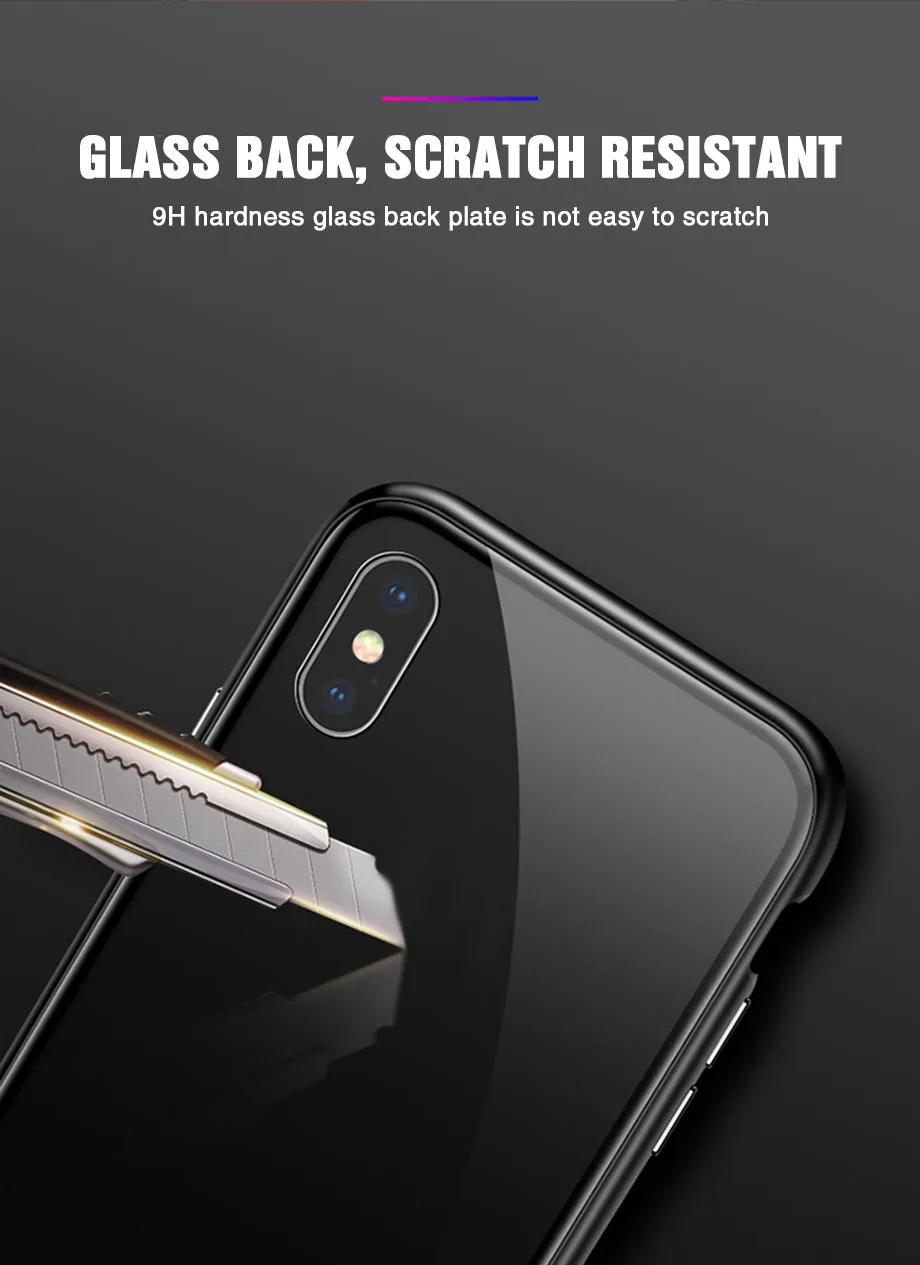 Роскошный Магнитный адсорбционный чехол для телефона для iPhone X Xs Max Xr 8 7 6 s Plus металлический магнит поглощение закаленное стекло откидная крышка Капа
