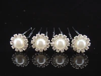 20 pcs flower bridal wedding prom pearl crystal rhinestone hair pins clip a 28