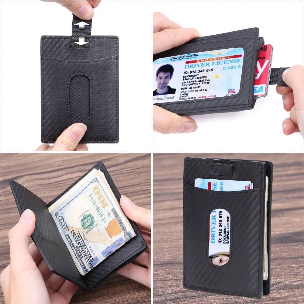 Kinzd Тонкий углеродного Волокно зажим для денег кошелек минималистский RFID