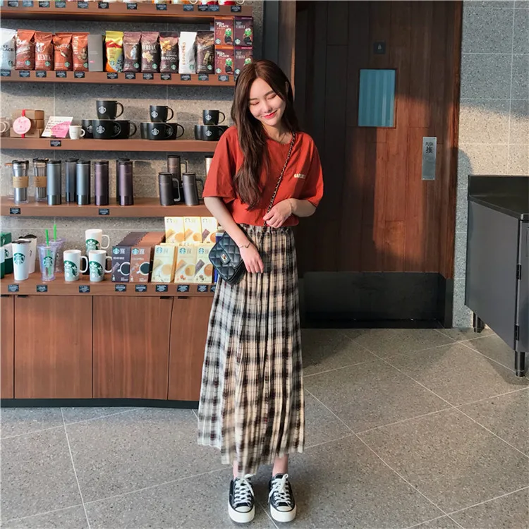 Faldas Mujer Moda Harajuku юбка японская, длинные юбки для женщин Макси Faldas Mujer Moda, консервативный стиль, трапециевидная Женская юбка