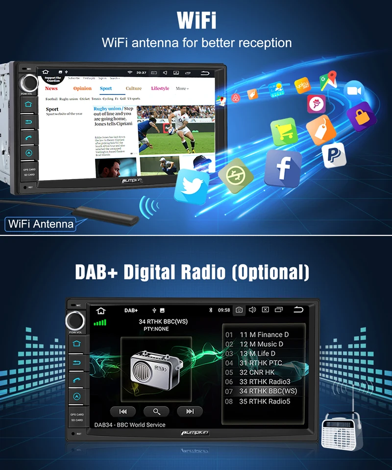 Pumpkin 2 Din 7 'ɺndroid 9 0 универсальный GPS автомобильный радиоприемник без dvd-плеера 2G