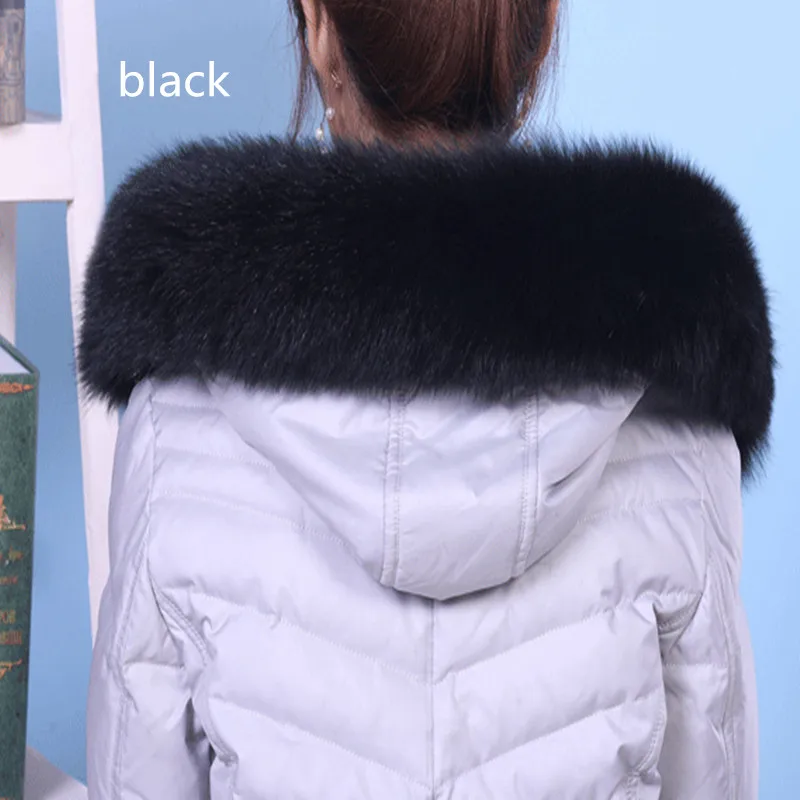 Зимний Лисий меховой воротник теплый шарф женский прямой Съемный натуральный
