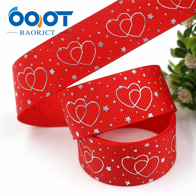 I-19326-804 OOOT BAORJCT I-19326-796, 10 ярдов 25 мм Лазерная Серебряная любовь форма напечатаны корсажная лента DIY ручной работы головные уборы свадебный подарок обёрточная бумага - Цвет: I-19326-804