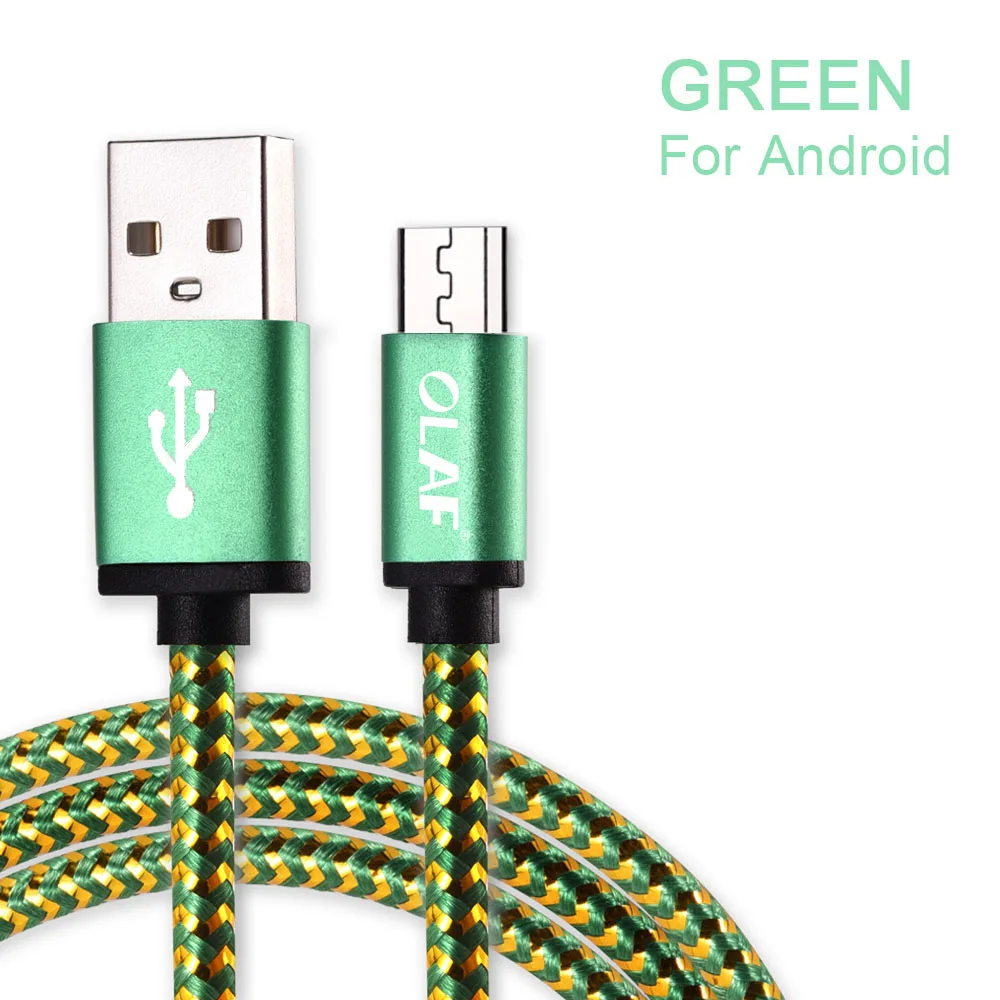 Green Олаф Micro USB кабель 1 м 2 м 3 м Microusb кабель для быстрой зарядки и синхронизации данных для Xiaomi samsung huawei LG Andriod кабели для мобильных телефонов - Цвет: Green