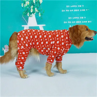 red Cat head Одежда для больших собак из хлопка; Одежда для больших собак; сезон весна-лето; одежда для катетеров с рыбными костями; жаккардовое пальто для собак; комбинезоны с четырьмя ножками; Одежда для больших собак; - Цвет: red Cat head