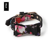 HE 1pc Pet Cat Изысканный многоцветный PU дизайн регулируемый галстук-бабочка, Бант декоративный ошейник галстук для щенка котенка - Цвет: Black