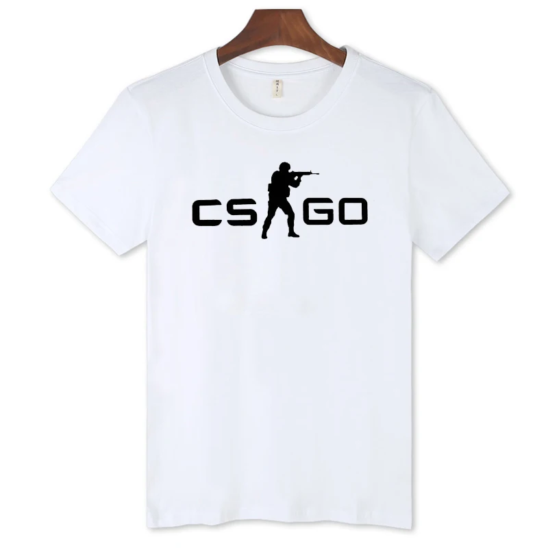 CS GO Высокое Качество Хлопка Белые Футболки Мужчин О-Образным Вырезом с Черный 2016