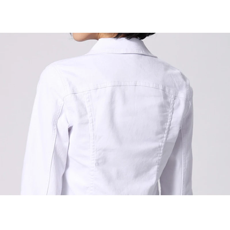 Женская джинсовая куртка однобортная белая ковбойская верхняя одежда весна 2019 |