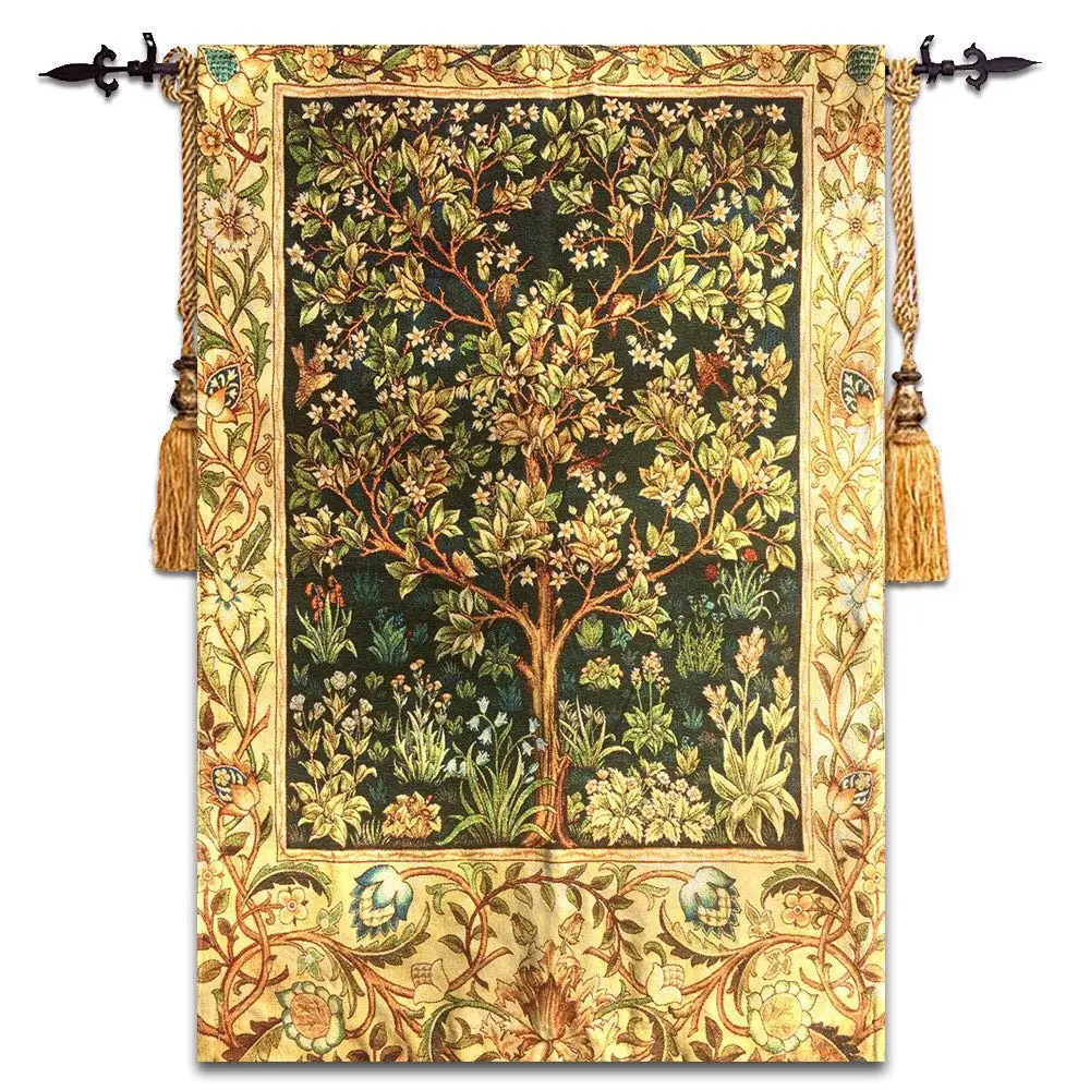 

90x60cm Belgium William Morris WorksTree of Life Home Textile Jacauard Fabric Product Tapestry Wall Hangings Decoration Painting