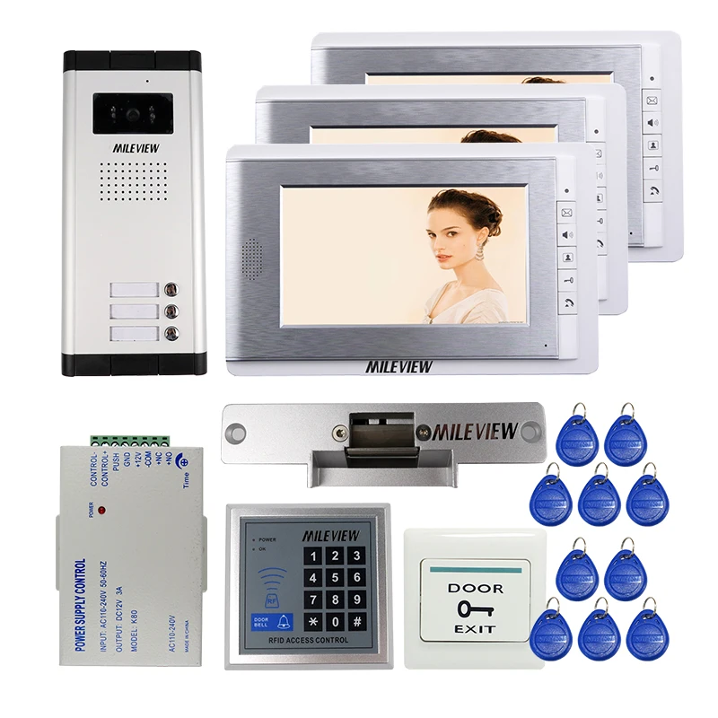 Бесплатная доставка проводной 7 &quotцветной экран видеодомофон дверной телефон +