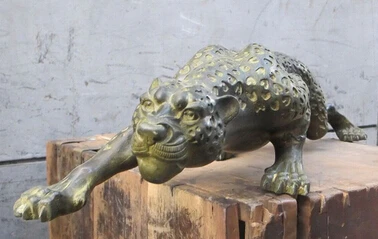 WBY+++ free shipping 28&quotChinese Folk Classical bronze handwork carved Leopard wild animal statue | Дом и сад