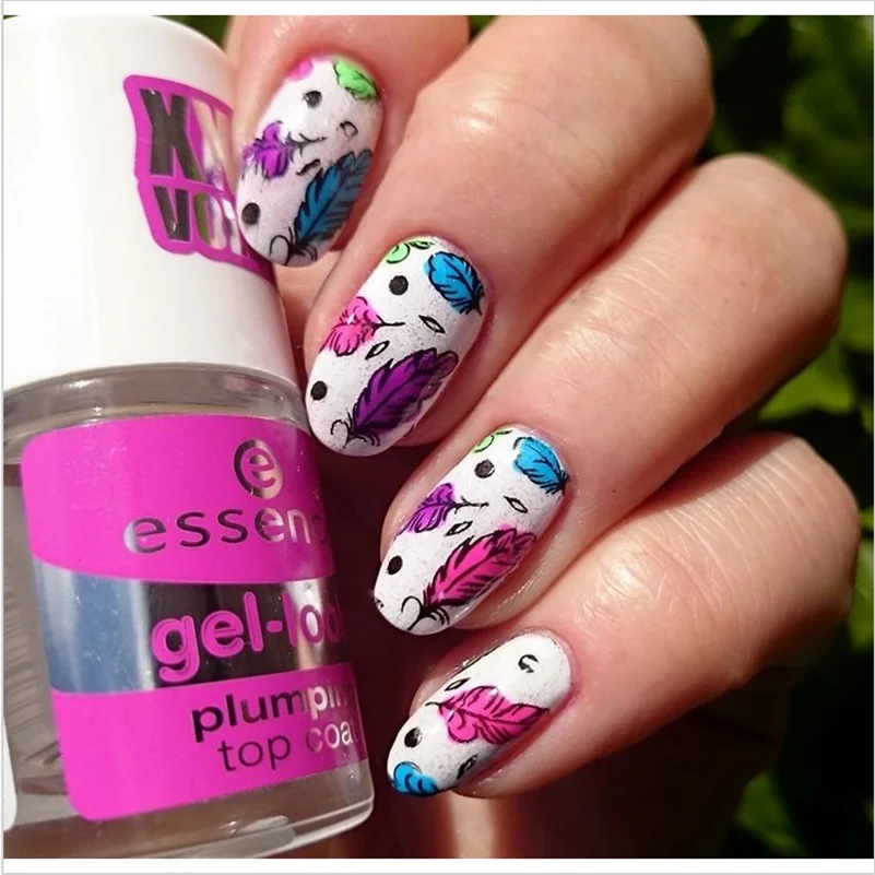 Рисунок с перьями дракона шаблон для дизайна ногтей пластина штамповки Pandox AP75|nail