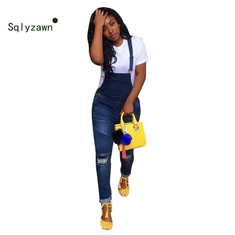 New Arrival Sleeveless Jumpsuit Jeans Sexy Bodysuit Women Denim Overalls Rompers Girls Straight Hole Pants Jean Lady Streetwear | Женская