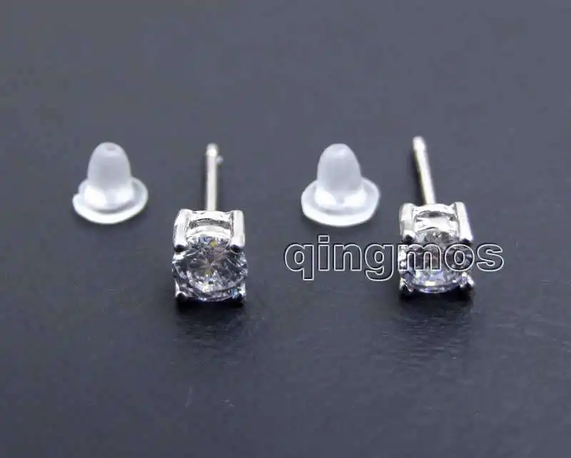 Классический Маленький 3 мм Белый Циркон с четырьмя когтями из стерлингового