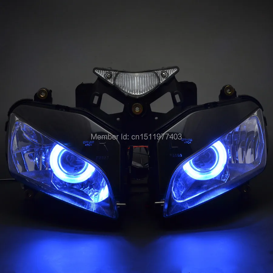 Модифицированный Собранный синий проектор Angel Eyes HID для Honda CBR1000 RR 2004 2007 04 05 06
